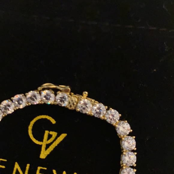Genevive 14k over silver CZ TENNIS necklace - Picture 2 of 5